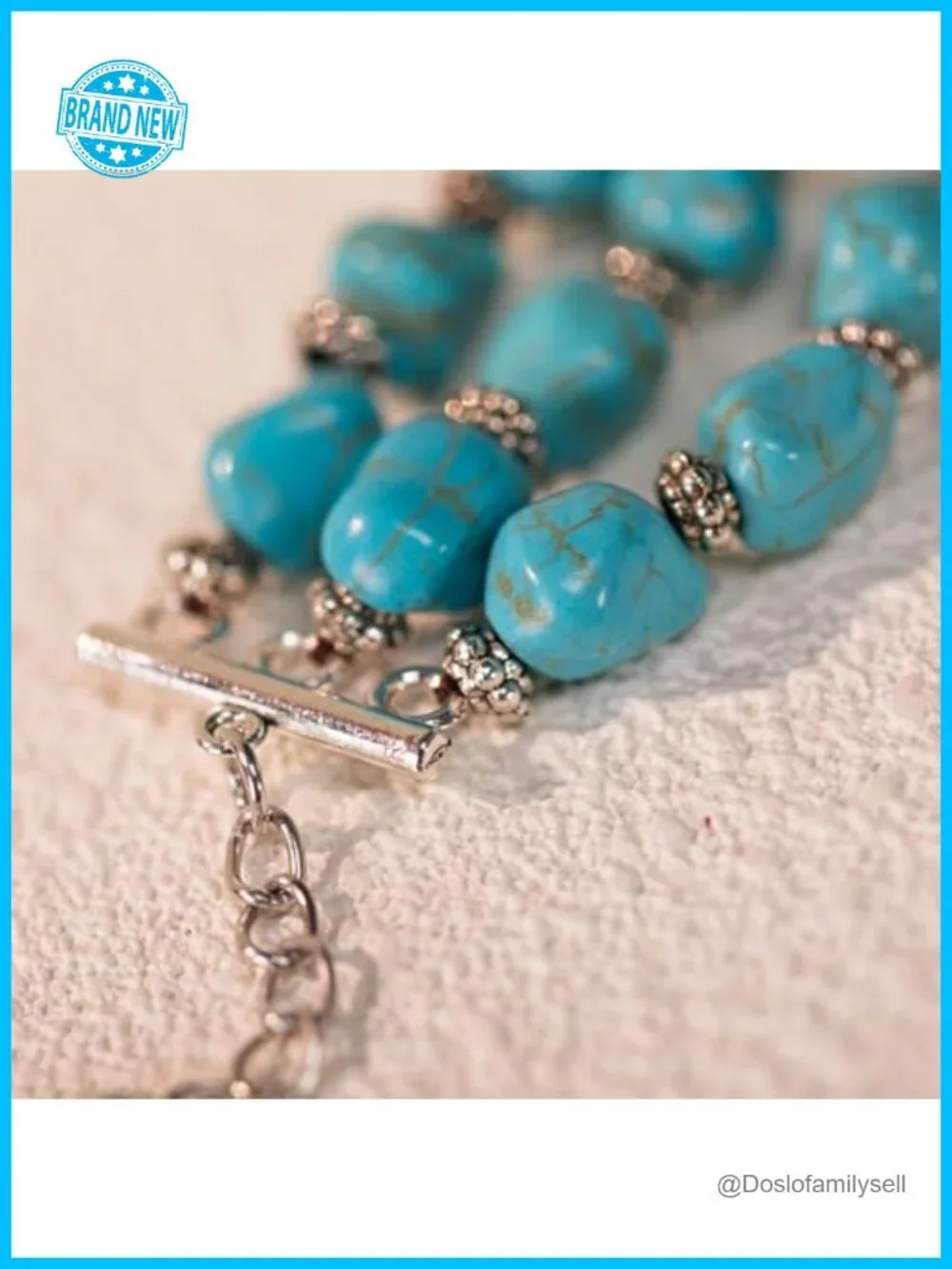 Rustic Boho Turquoise Cuff Bangle Bracelet - Adjustable